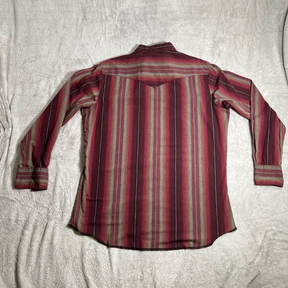 Frontier Button Up Shirt Men's XL Red Pearl Snap Striped Western Shirt - Picture 2 of 12